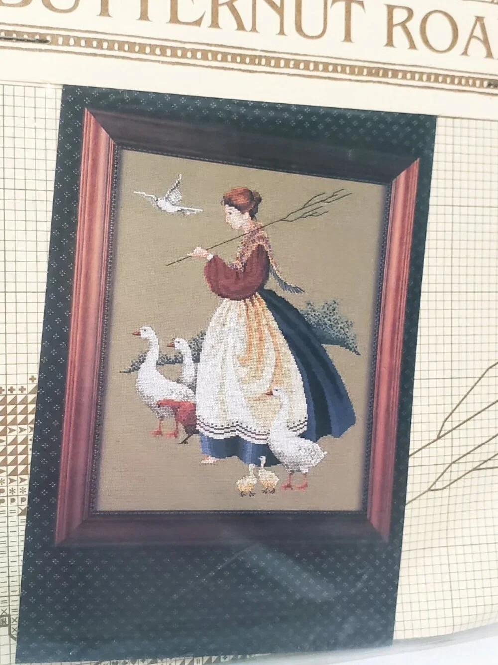 Feathers & Friends Counted Cross Stitch Pattern Butternut Road 1990 Woman Geese